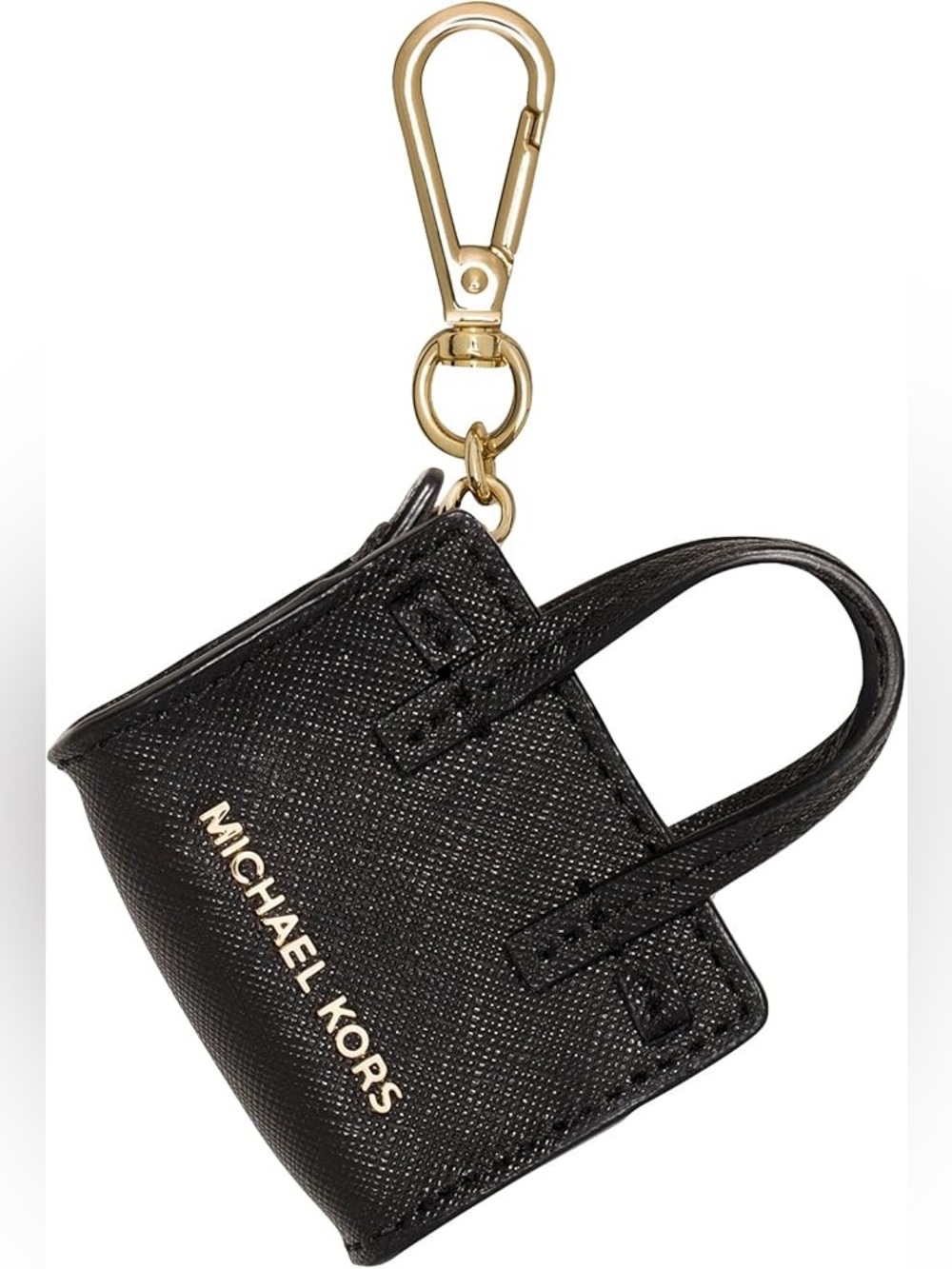 Michael Kors Black Mini Tote Key Charm with Gold Hardware